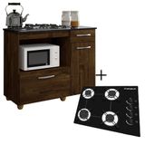 Kit Balcão Violeta Com Cooktop Preto 4 Bocas Bivolt