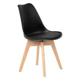 Cadeira Leda Preta - Charles Eames Wood Com Almofada