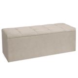 Calçadeira Recamier Baú Queen 1,60m Roma Suede Bege - Pallazio