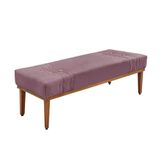 Divã Recamier Banco Base Madeira Para Quarto Gênova 90cm Veludo Uva S04 - D&#39;rossi