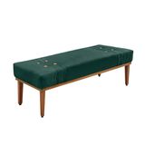 Divã Recamier Banco Base Madeira Para Quarto Gênova 160cm Veludo Verde S04 - D&#39;rossi