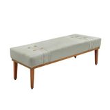Divã Recamier Banco Base Madeira Para Quarto Gênova 195cm Veludo S04 - D&#39;rossi Cor Prata