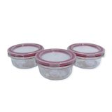 Conjunto 3 Potes De Vidro Com Tampa Hermética Vasilha Para Guardar Comida Redonda 150ml