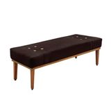 Divã Recamier Banco Base Madeira Para Quarto Gênova 90cm Suede Café S04 - D&#39;rossi