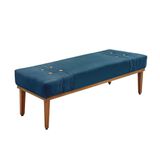 Divã Recamier Banco Base Madeira Para Quarto Gênova 160cm Veludo S04 - D&#39;rossi Cor Bege
