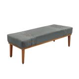 Divã Recamier Banco Base Madeira Para Quarto Gênova 90cm Veludo S04 - D&#39;rossi Cor Cinza
