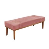 Divã Recamier Banco Base Madeira Para Quarto Gênova 160cm Veludo S04 - D&#39;rossi Cor Rosa