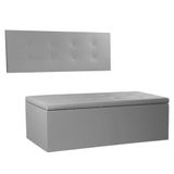 Kit Painel E Calçadeira Baú King 1,95m Berlim Corano Cinza - Pallazio