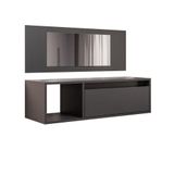 Penteadeira Camarin Suspenso Espelho 1g Nicho Quarto Mayumi 90cm M12 - D&#39;rossi Cor Preto