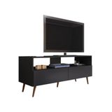 Rack Para Sala Bancada De Tv 55 Pol 136cm Pés Retrô Billy Preto M12 - D&#39;rossi