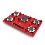 Fogão Cooktop Ultra Chama 5 Bocas Vermelho - Chamalux