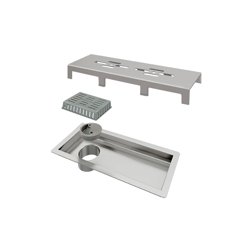 Ralo Linear Elleve Tiny 1802 25cm Com Tampa Vazada Vazada 1802