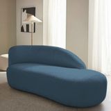 Divã Recamier Curvo Luna 140cm Lado Direito Linho - Amarena Móveis Cor Azul Royal