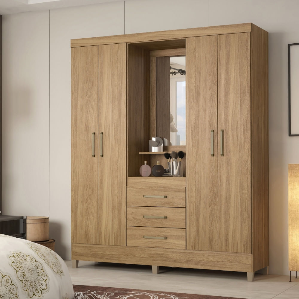 Guarda Roupa Solteiro 4 Portas Capelinha Persia Demóbile