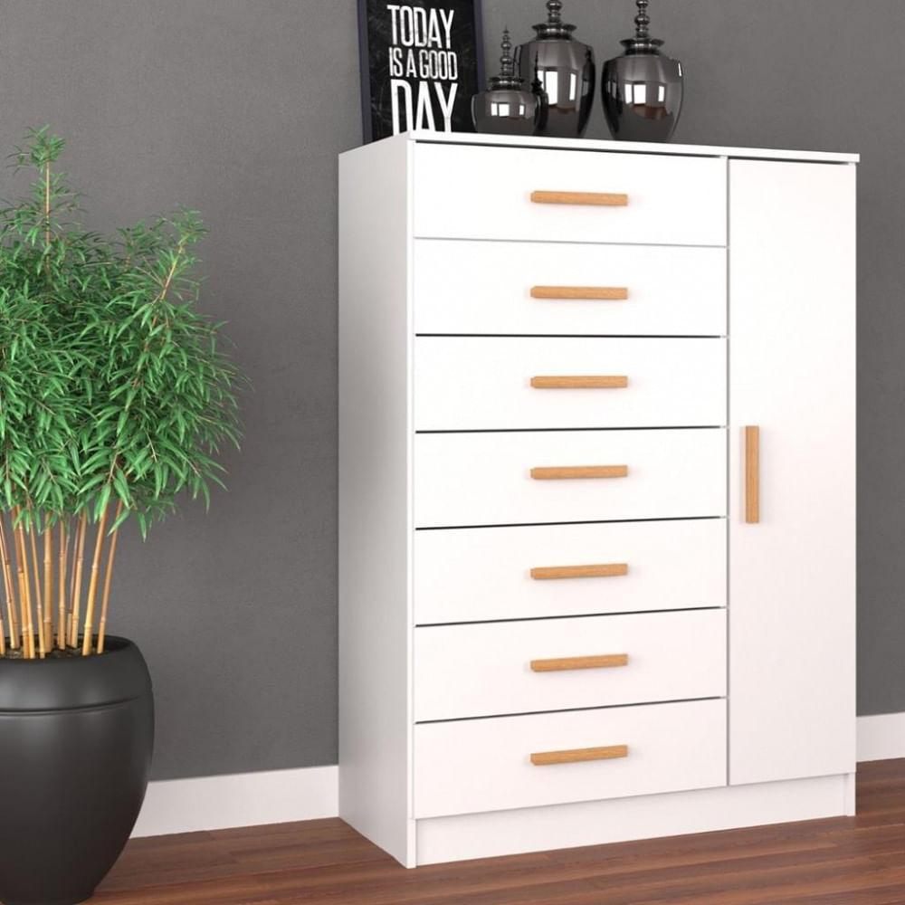 Cômoda 7 Gavetas 1 Porta New Mônaco Evidencia