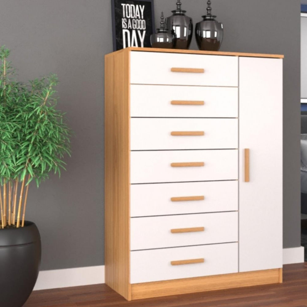 Cômoda 7 Gavetas 1 Porta New Mônaco Evidencia