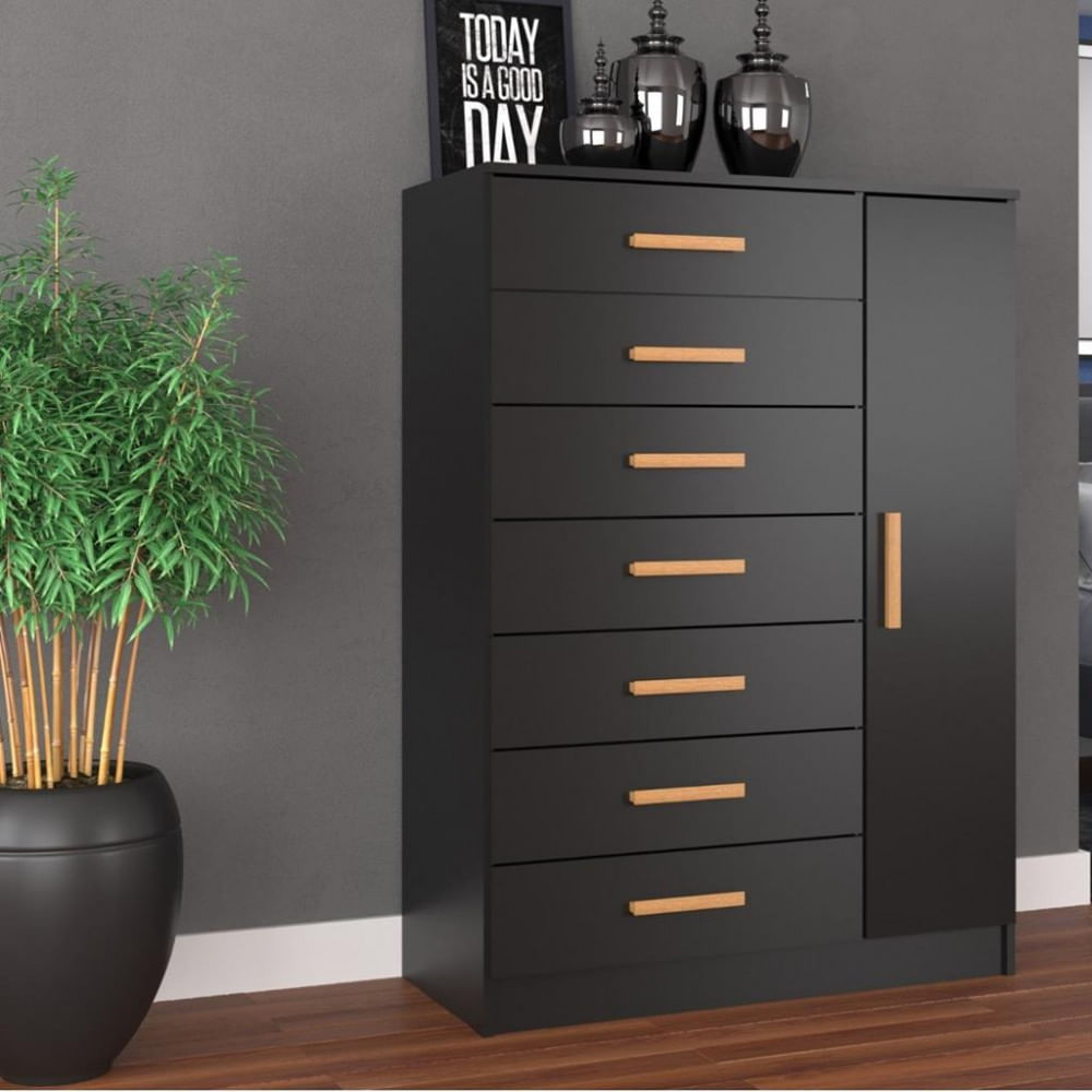 Cômoda 7 Gavetas 1 Porta New Mônaco Evidencia