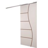 Porta De Correr Branco Prime Frisada Kit Alumínio F07 - 210x60