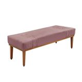 Divã Recamier Banco Base Madeira Para Quarto Gênova 195cm Veludo Lilás S04 - D&#39;rossi