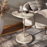 Mesa De Apoio Lateral Oval Bel - 100% Mdf Off White