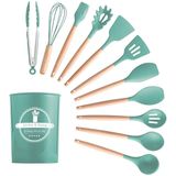 Kit Utensílios Cozinha 12 Peças Silicone Antiaderente (verde)