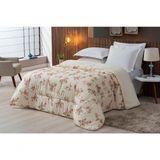 Coberdrom Sherpa/percal 180 Fios Estampado Solteiro Gran Moratta 01 Peça - Floral Salmão