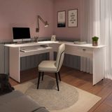 Escrivaninha Mesa Para Escritório Em L Cannes Branco