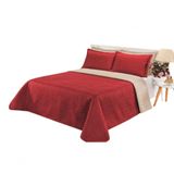 Cobre Leito Cobertor 2 Travesseiros Quarto Casal 2,60x2,40 Cor:vermelho Bege