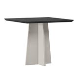 Mesa De Jantar Anitta 90x90 Off White/preto Tampo Em Mdf Com Vidro - New Ceval