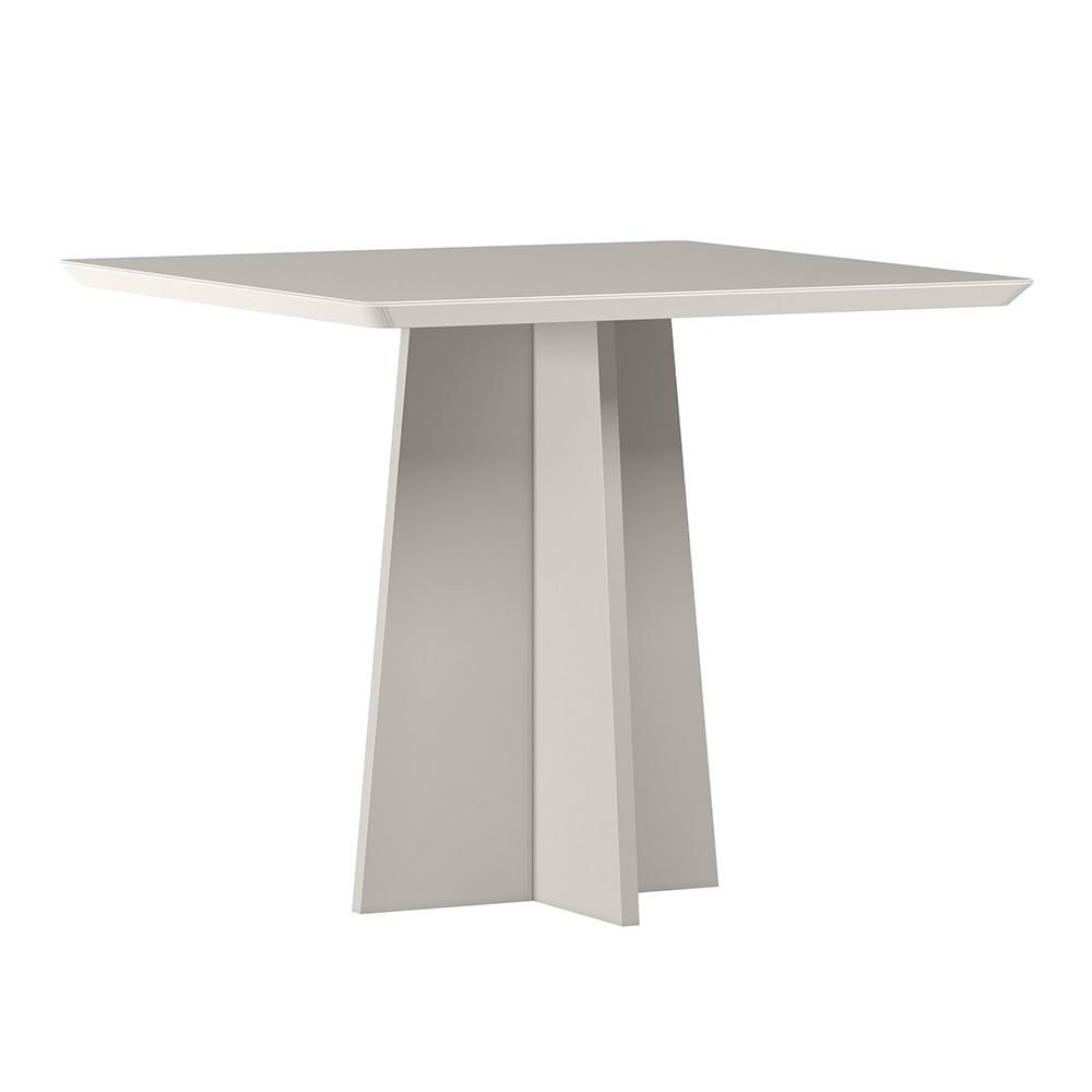 Mesa De Jantar Anitta 90x90 Off White Tampo Em Mdf Com Vidro - New Ceval