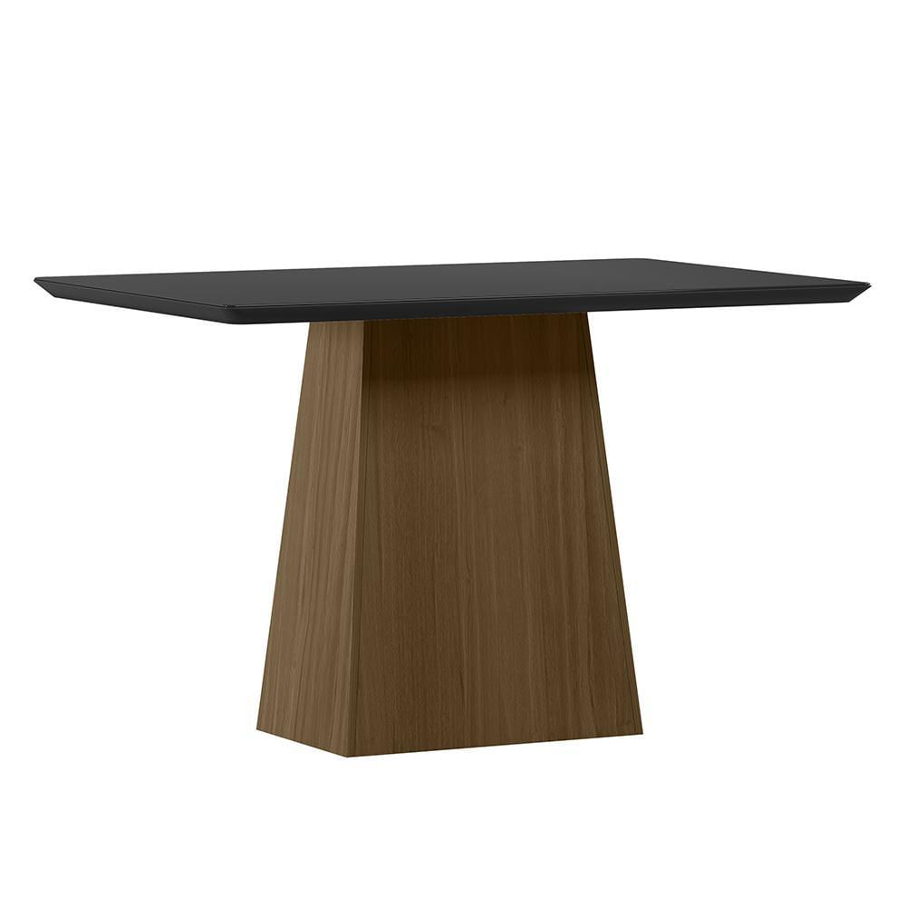 Mesa De Jantar Bárbara 120x80 Imbuia/preto Tampo Em Mdf Com Vidro - New Ceval