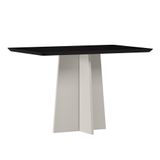 Mesa De Jantar Anitta 120x80 Off White/preto Tampo Em Mdf Com Vidro - New Ceval