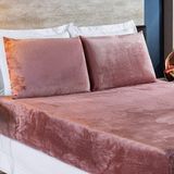 Jogo De Cama Casal Biasoft Manta Flannel 3 Peças - Rosê