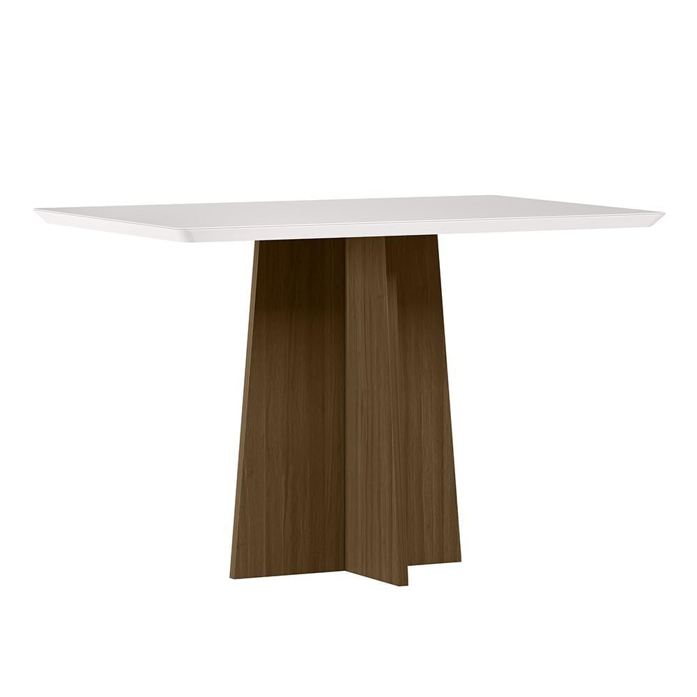 Mesa De Jantar Anitta 120x80 Imbuia/off White Tampo Em Mdf Com Vidro - New Ceval