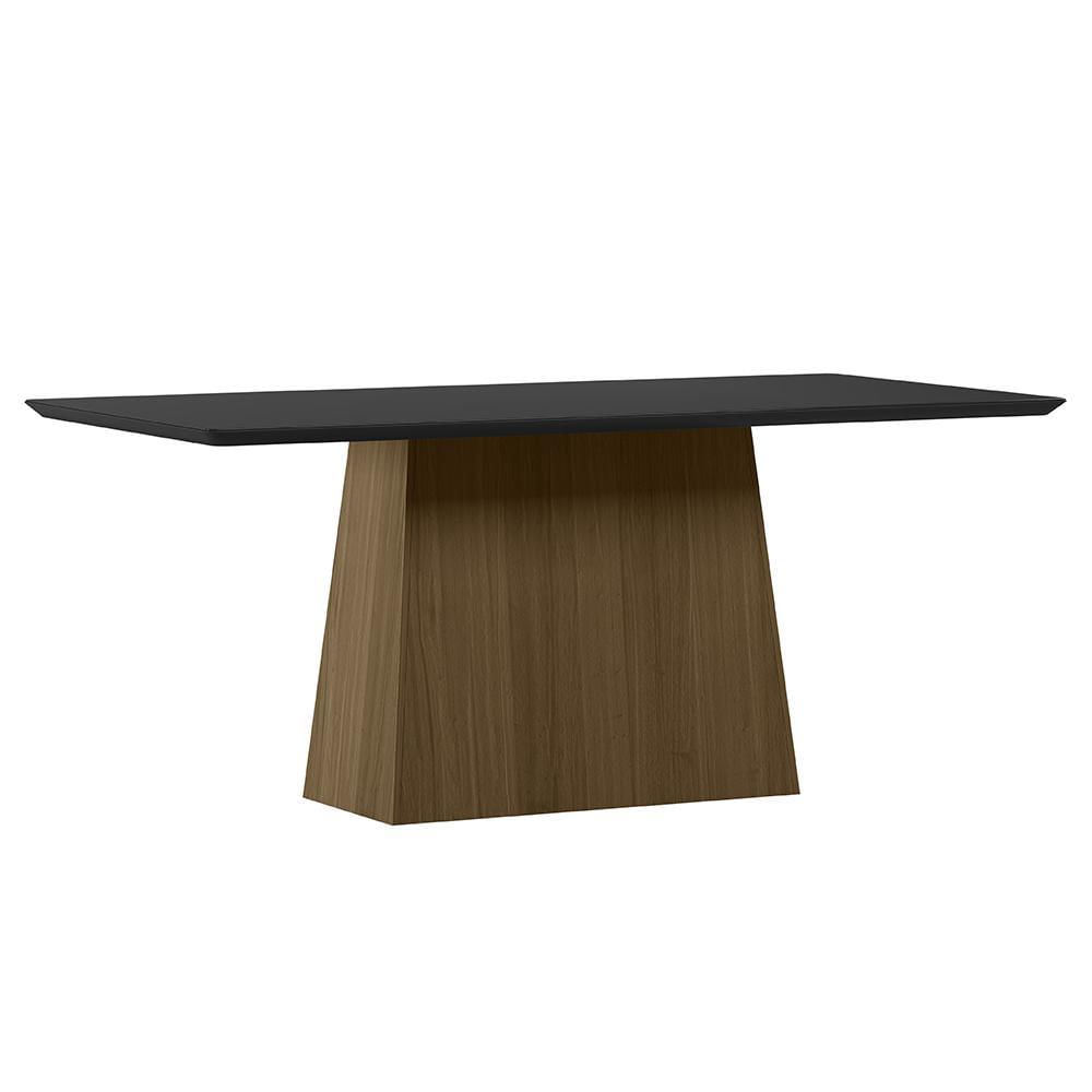 Mesa De Jantar Bárbara 180x90 Imbuia/preto Tampo Em Mdf Com Vidro - New Ceval