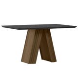 Mesa De Jantar Fernanda 135x90 Imbuia/preto Tampo Em Mdf Com Vidro - New Ceval