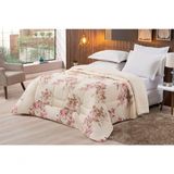 Coberdrom Sherpa/percal 180 Fios Estampado King Gran Moratta 01 Peça - Caqui Floral
