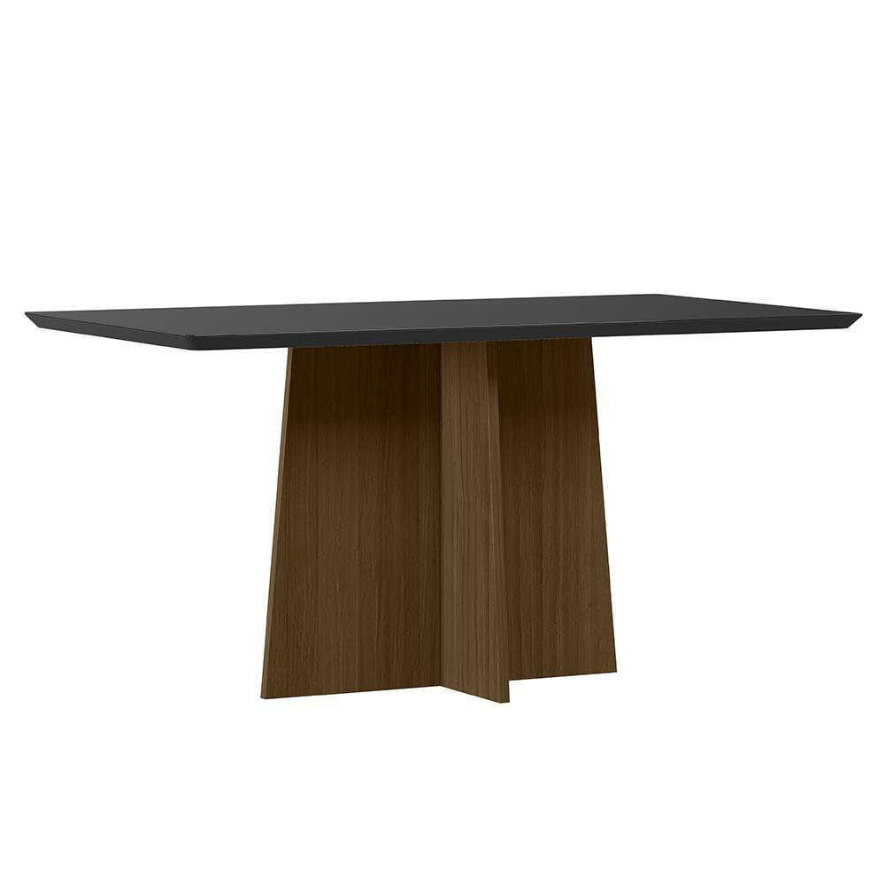 Mesa De Jantar Anitta 160x90 Imbuia/preto Tampo Em Mdf Com Vidro - New Ceval