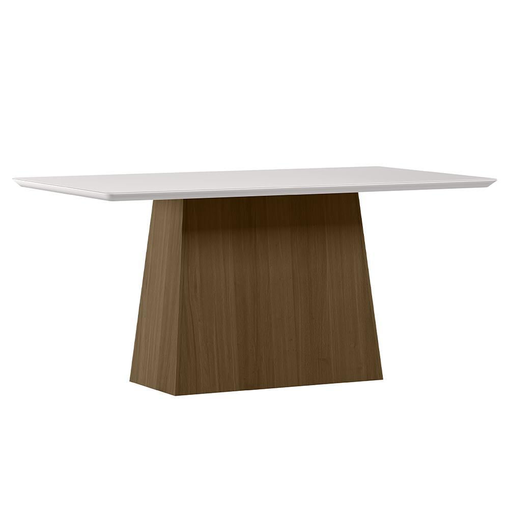 Mesa De Jantar Bárbara 160x90 Imbuia/off White Tampo Em Mdf Com Vidro - New Ceval