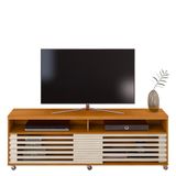 Rack Bancada Frizz 1.8 Cinamomo/off White Com Rodízios Para Tv Até 65 - Madetec