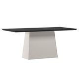 Mesa De Jantar Bárbara 180x90 Off White/preto Tampo Em Mdf Com Vidro - New Ceval