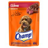 Ração Úmida Champ Adulto Sabor Carne Sachê 85g