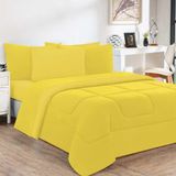 Kit Edredom Malha 100% Algodão Gran Moratta 3 Peças Casal - Amarelo-amarelo