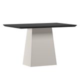 Mesa De Jantar Bárbara 120x80 Off White/preto Tampo Em Mdf Com Vidro - New Ceval