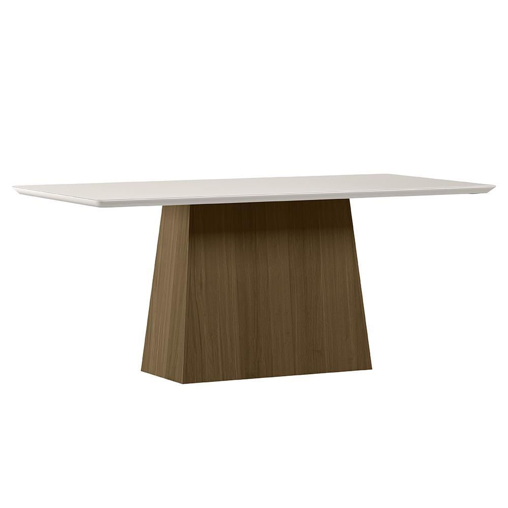 Mesa De Jantar Bárbara 180x90 Imbuia/off White Tampo Em Mdf Com Vidro - New Ceval