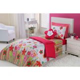 Edredom Estampado Infantil Kids Solteiro 01 Peça Garden Pink