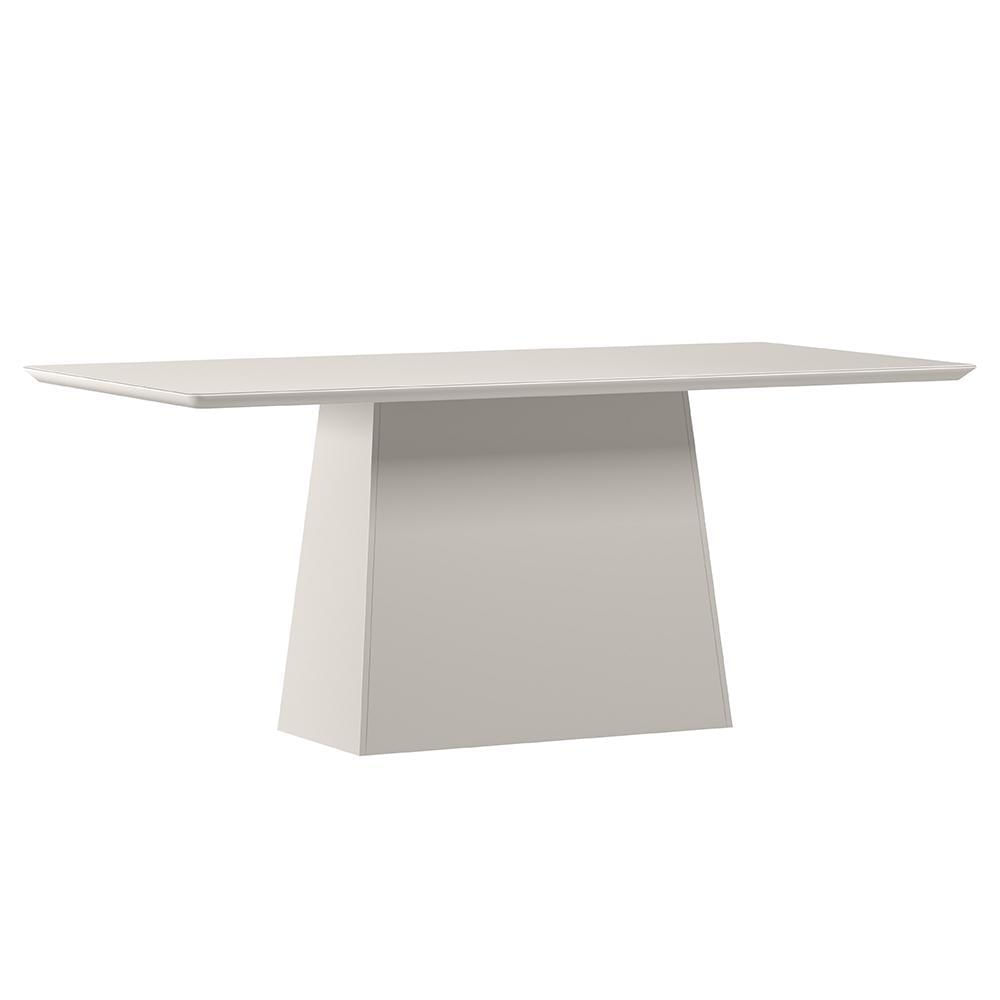 Mesa De Jantar Bárbara 180x90 Off White Tampo Em Mdf Com Vidro - New Ceval