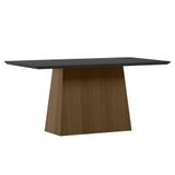 Mesa De Jantar Bárbara 160x90 Imbuia/preto Tampo Em Mdf Com Vidro - New Ceval