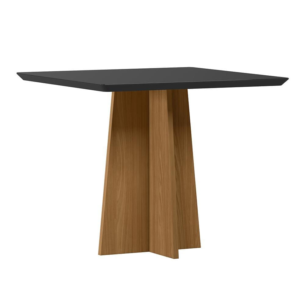 Mesa De Jantar Anitta 90x90 Ypê/preto Tampo Em Mdf Com Vidro - New Ceval