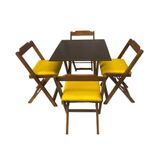 Conjunto Mesa Dobrável 70x70 Cm C/4 Cadeiras Imbuia Com Estofado Amarelo